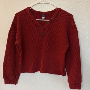 Old Navy Brick Red Waffle Henley Pullover